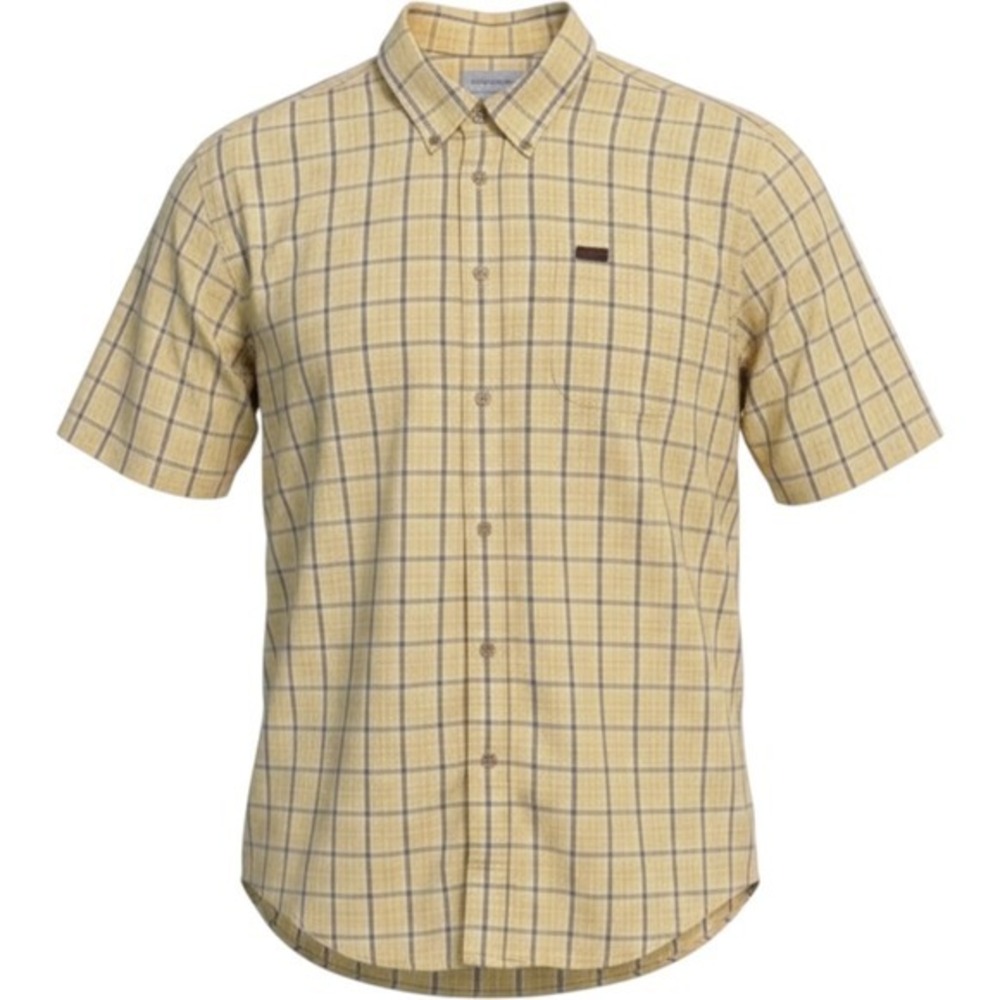 Carhartt Mens 2XL Yellow Plaid Short Sleeve Button Down Cotton Work Shirt
